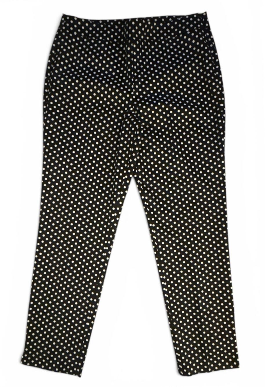 Talbots Chatham Pants Black White Polka Dot Office Chic Side Zip Women’s 10